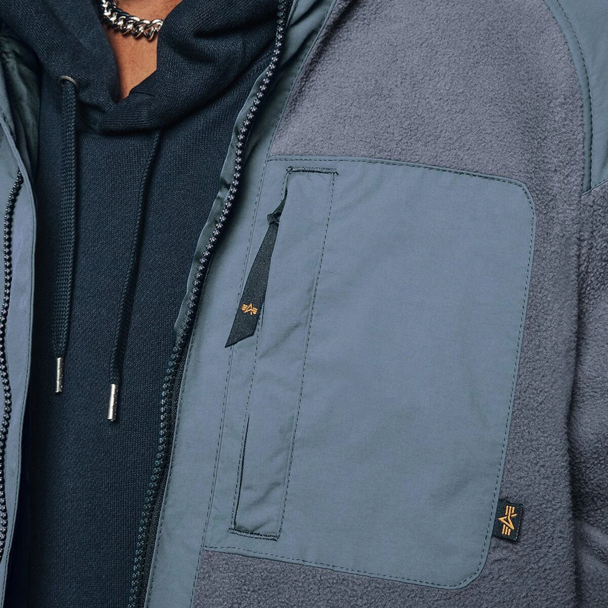 Alpha Industries Mixed Media Fleece Full-Zip Hoodie - Men's - Image 3