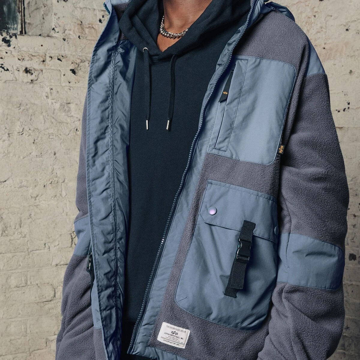 Alpha Industries Mixed Media Fleece Full-Zip Hoodie - Men's - Image 5